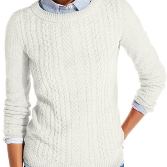 Abercrombie Vintage Cable Knit Ivory Sweater - Picture 2 of 7